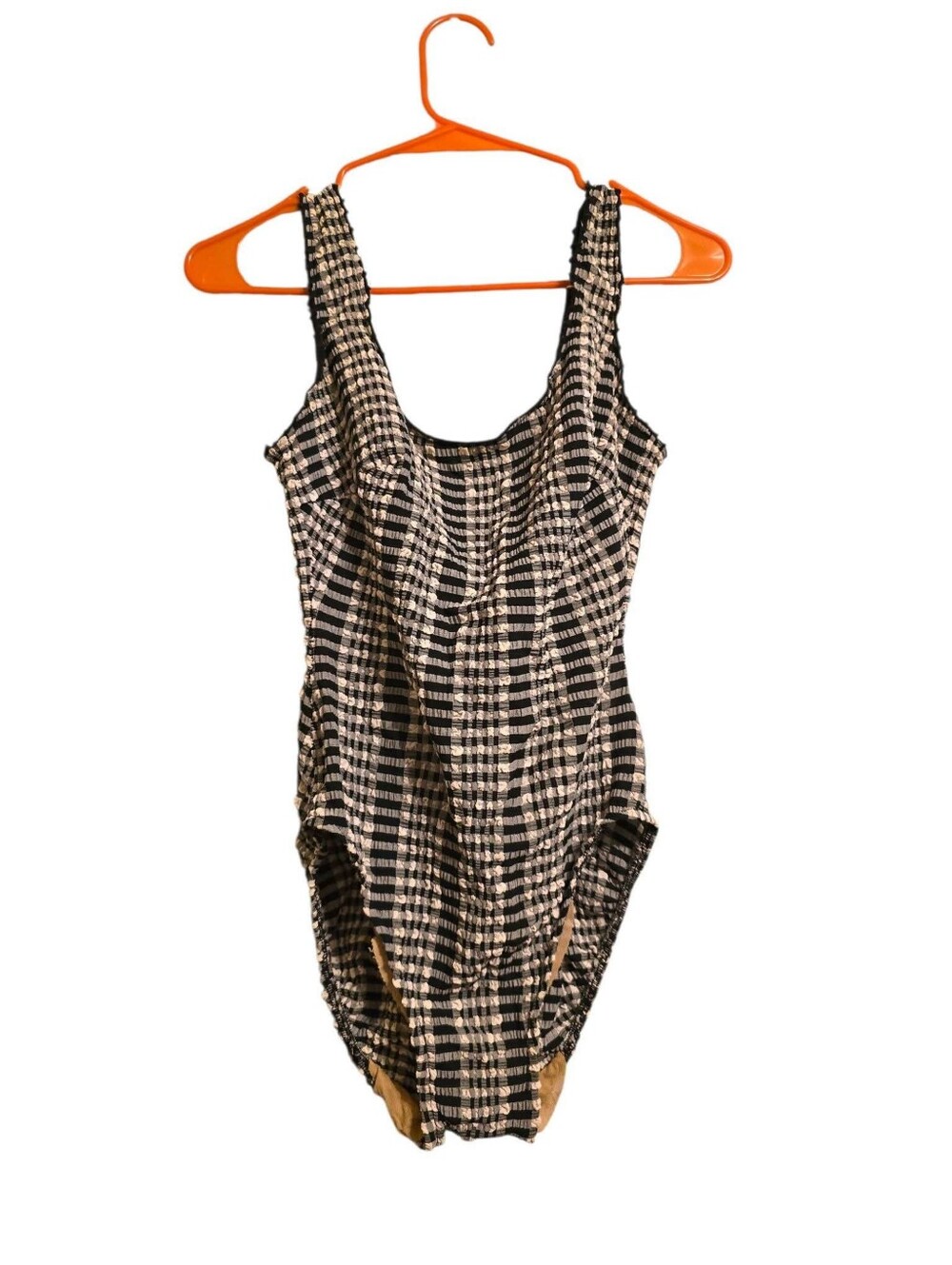 Vintage | Black & White Gingham Seersucker Swimsuit